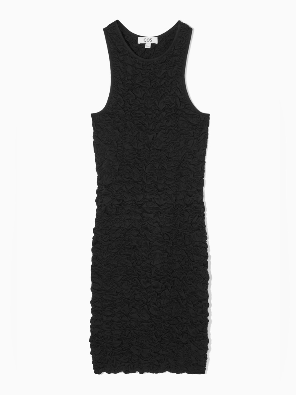 COS smocked stretchy black tank dress